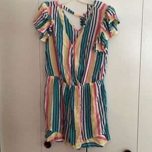 Multi color stripe romper. Never worn.